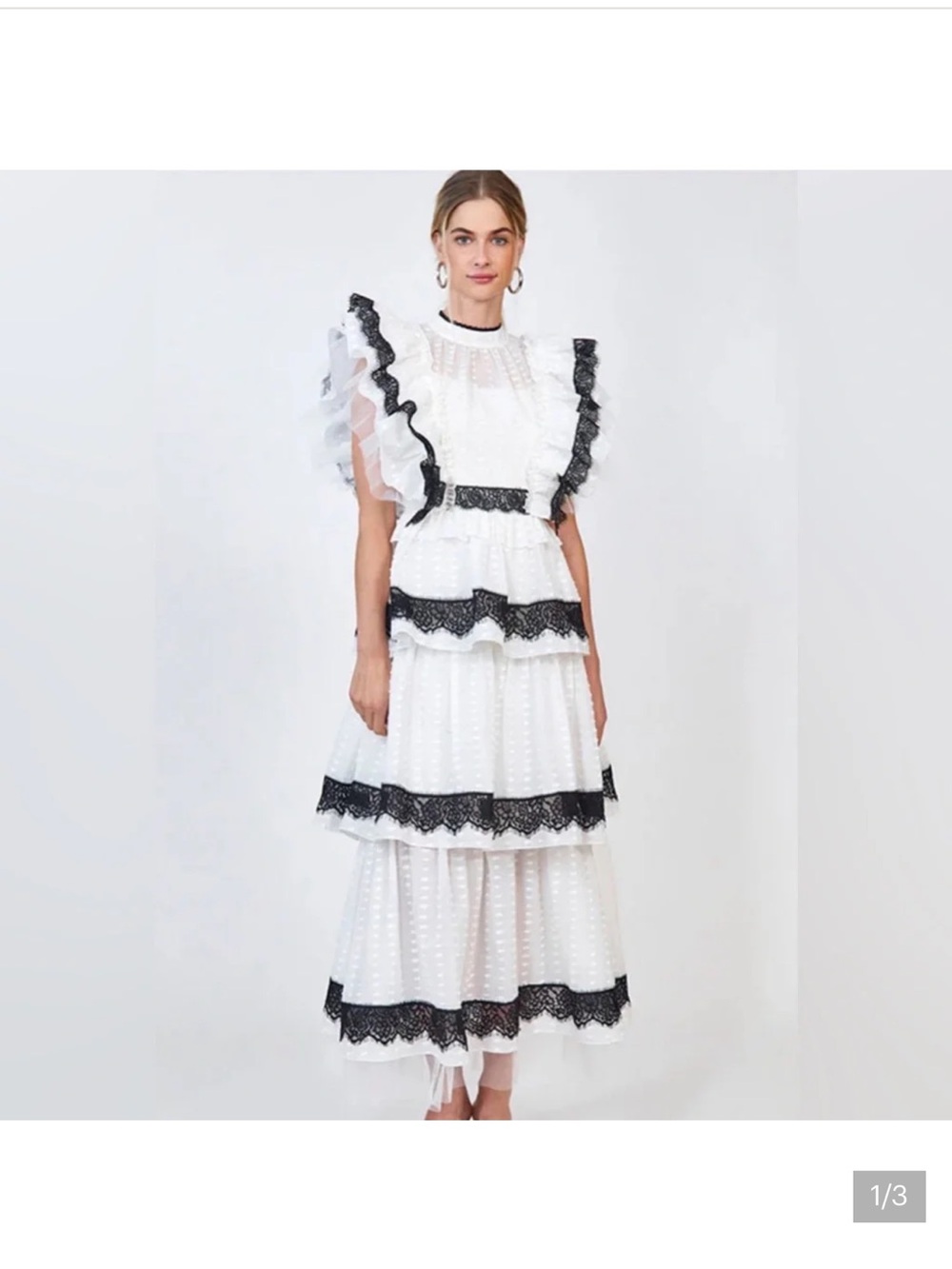 Hunter Bell Annabelle Tiered Organza Lace Maxi Dress Size 6